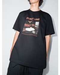 T-shirt à col rond imprimé noir Helmut Lang