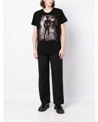 T-shirt à col rond imprimé noir Yohji Yamamoto