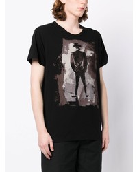 T-shirt à col rond imprimé noir Yohji Yamamoto