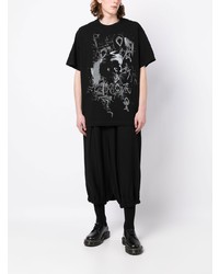 T-shirt à col rond imprimé noir Yohji Yamamoto