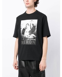 T-shirt à col rond imprimé noir Heron Preston