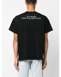 T-shirt à col rond imprimé noir Who Decides War