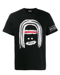 T-shirt à col rond imprimé noir Haculla