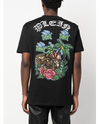 T-shirt à col rond imprimé noir Philipp Plein