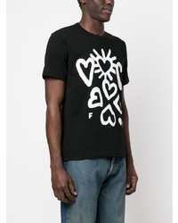 T-shirt à col rond imprimé noir Black Comme Des Garçons