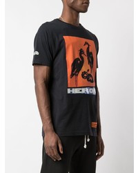 T-shirt à col rond imprimé noir Heron Preston