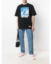 T-shirt à col rond imprimé noir Heron Preston