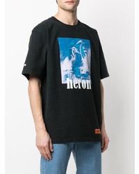 T-shirt à col rond imprimé noir Heron Preston