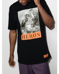 T-shirt à col rond imprimé noir Heron Preston