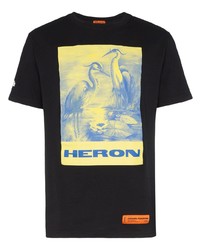T-shirt à col rond imprimé noir Heron Preston