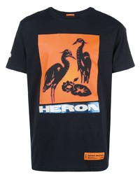 T-shirt à col rond imprimé noir Heron Preston