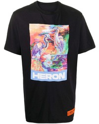 T-shirt à col rond imprimé noir Heron Preston