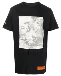 T-shirt à col rond imprimé noir Heron Preston