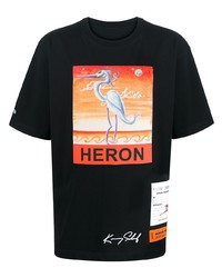 T-shirt à col rond imprimé noir Heron Preston