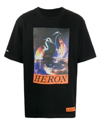 T-shirt à col rond imprimé noir Heron Preston