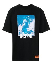 T-shirt à col rond imprimé noir Heron Preston