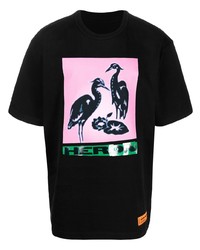 T-shirt à col rond imprimé noir Heron Preston