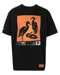 T-shirt à col rond imprimé noir Heron Preston