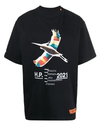 T-shirt à col rond imprimé noir Heron Preston