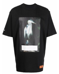 T-shirt à col rond imprimé noir Heron Preston