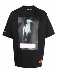 T-shirt à col rond imprimé noir Heron Preston