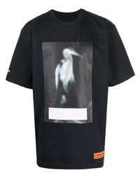 T-shirt à col rond imprimé noir Heron Preston