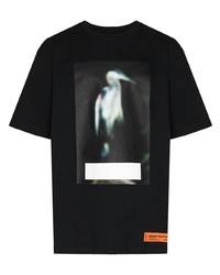 T-shirt à col rond imprimé noir Heron Preston