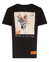 T-shirt à col rond imprimé noir Heron Preston