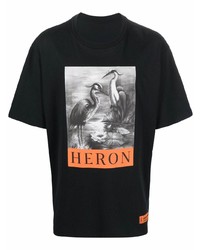 T-shirt à col rond imprimé noir Heron Preston