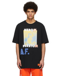 T-shirt à col rond imprimé noir Heron Preston