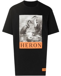 T-shirt à col rond imprimé noir Heron Preston