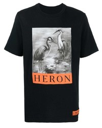 T-shirt à col rond imprimé noir Heron Preston