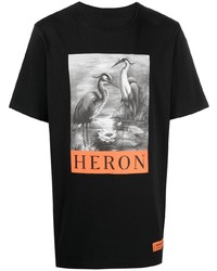 T-shirt à col rond imprimé noir Heron Preston