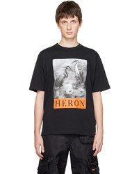 T-shirt à col rond imprimé noir Heron Preston