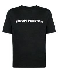 T-shirt à col rond imprimé noir Heron Preston