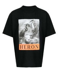 T-shirt à col rond imprimé noir Heron Preston