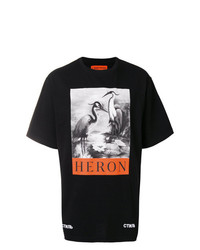 T-shirt à col rond imprimé noir Heron Preston