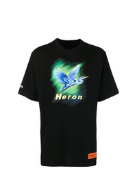 T-shirt à col rond imprimé noir Heron Preston