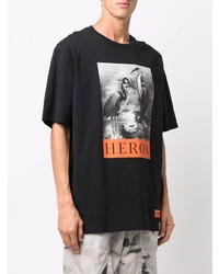 T-shirt à col rond imprimé noir Heron Preston