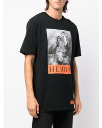 T-shirt à col rond imprimé noir Heron Preston