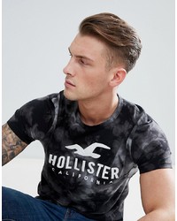T-shirt à col rond imprimé noir Hollister