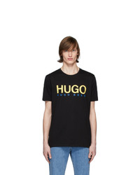 T-shirt à col rond imprimé noir Hugo