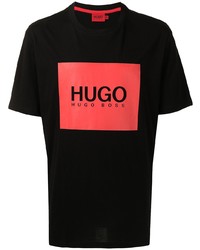 T-shirt à col rond imprimé noir Hugo