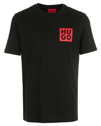 T-shirt à col rond imprimé noir Hugo