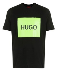 T-shirt à col rond imprimé noir Hugo