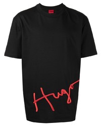 T-shirt à col rond imprimé noir Hugo