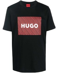 T-shirt à col rond imprimé noir Hugo