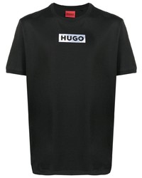 T-shirt à col rond imprimé noir Hugo