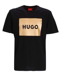 T-shirt à col rond imprimé noir Hugo