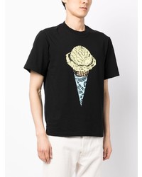 T-shirt à col rond imprimé noir Icecream